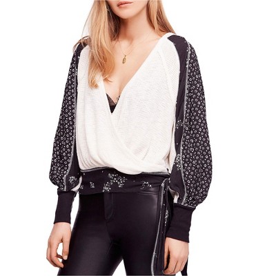 Free People Womens Auxton Thermal Wrap Blouse