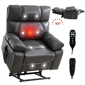 MAYEERTY Electric Power Lift Recliner Massage Chair for Elderly with Cup Holders, Power-Remote, Heat Massage Dual Motor Infinite Position, Dark Grey - 1 of 4