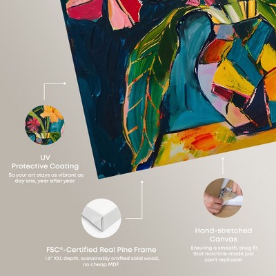 Vibrant Tropical Flowers in Vase Canvas Art, 12" x 12"