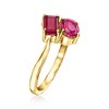 Ross-Simons 0.80 Carat Ruby and .70 Carat Pink Topaz Toi Et Moi Ring in 14kt Yellow Gold - 3 of 4