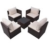 vidaXL Patio Furniture Set 5 Piece Patio Sectional Sofa with Table Poly Rattan - Brown - 4 of 4