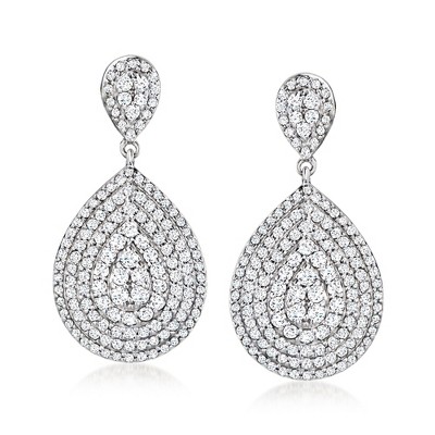 Ross-Simons 1.25 ct. t.w. Diamond Teardrop Earrings in Sterling Silver