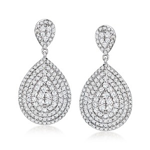 Ross-Simons 1.25 ct. t.w. Diamond Teardrop Earrings in Sterling Silver - 1 of 4