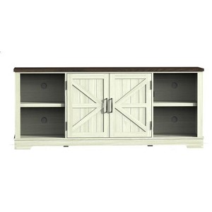 Farmhouse TV Stand for TVs Up To 80" With Open Storage Shelves And Adjustable Shelves, Entertainment Center TV Console Beige - 1 of 4