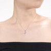 White gold plated necklace with cubic zirconia square pave pendant, featuring a chic and elegant design for a sophisticated look - 2 of 3