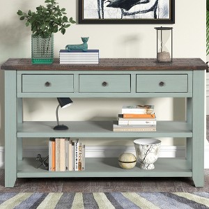 NicBex Modern Solid Pine Wood Top Console Table,Entryway Table with 3 Drawers & 2 Tiers Shelves,Foyer Tables for Entryway,Living Room,Hallway - 1 of 4