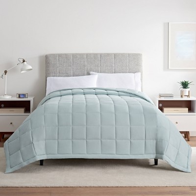 Twin Down Alternative Quilted Bed Blanket Seaglass- Serta