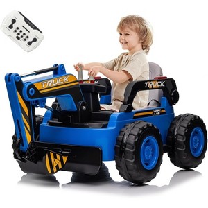 12V 10AH Electric Toy Excavator, 4WD Battery Powered Sand Digger with Spring Suspension, Remote Control, for Boys & Girls - 1 of 4