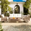 Aukfa 4-Piece Outdoor Wicker Patio Furniture Set with Swivel Chairs and Cushions, 5-Person Conversation Sofa Set with Coffee Table - 2 of 4