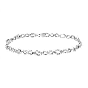 Haus of Brilliance Silver Diamond Accent Alternating Infinity Shape and Pear Shape Link Bracelet - 1 of 4