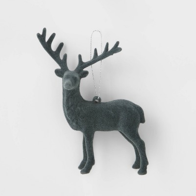 Flocked Reindeer Christmas Tree Ornament Gray - Wondershop™