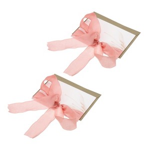 Unique Bargains His and Her Wedding Vows Books Ribbon Card 6.7x4.7 Inch 2 Pcs - 1 of 4