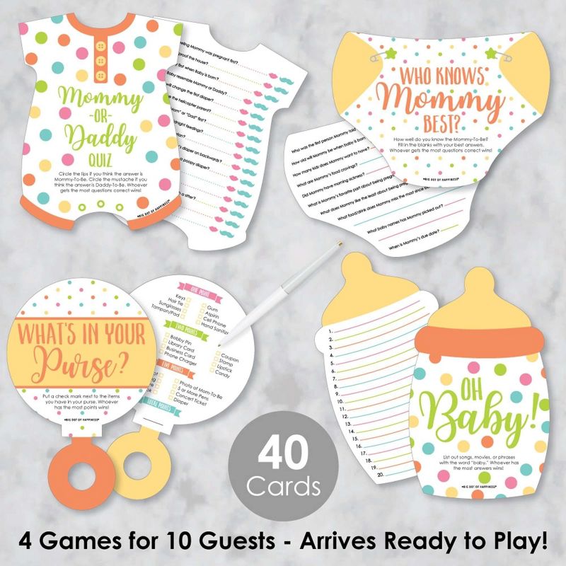Big Dot of Happiness Baby Neutral - 4 Baby Shower Games - 10 Cards Each - Gamerific Bundle, 2 of 9