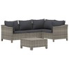 vidaXL 5 Piece Patio Lounge Set with Cushions Gray Poly Rattan - 3 of 4