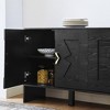Lyngins Sideboard Buffet Cabinets with Metal Handles,Wood Legs,Diamond Geometric Pattern Coffee Bar Cabinets,Credenzas for Kitchen,Entryway - 4 of 4