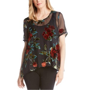 Karen Kane Womens Velvet Burnout Floral Pullover Blouse - 1 of 1
