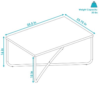 CrossBase 50'' Faux Wood and Metal Minimalist Coffee Table