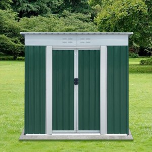 6FTx4FT Outdoor Backyard Storage Shed,Metal Garden Storage Shed with Sloped Roof,Weather Resistant Tool Shed with Lockable Doors-Coolbibila - 1 of 4