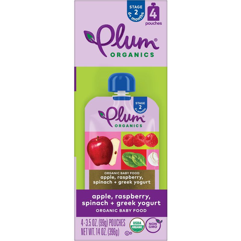 Plum Organics Baby Food Stage 2 - Apple Raspberry Spinach Greek Yogurt - 3.5oz, 6 of 15