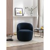 Gulches Dark Blue Teddy Fabric Swivel Accent Barrel Chair - 360¡ã Swivel, Ergonomic Backrest, Black Powder-Coated Metal Base, 250 LBS Capacity - 2 of 4