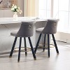 Set of 2,Back pull point design, velvet material, 360¡ã rotation, back pull loop detachable design, rivet decoration, square foot wooden bar chair - 4 of 4