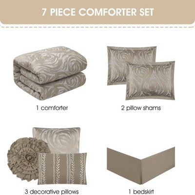 Nanshing 7pc Queen Alameda Comforter Bedding Set Taupe — фото 4