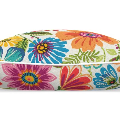 Bright Floral Multicolor Rectangular Outdoor Throw Pillows Set