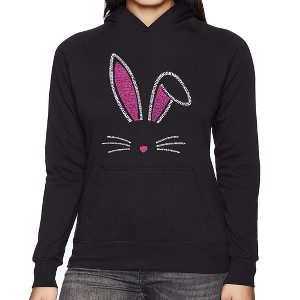 LA Pop Art Women's Word Art Hooded Sweatshirt - Bunny Ears - 1 of 4