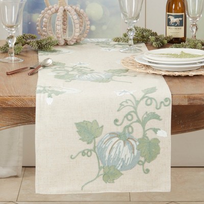 Beige Pumpkin Harvest Polyester Table Runner, 16"x70"