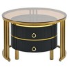 XIYUYEU Round Nesting Coffee Table Set of 2 Golden Iron Frame Table Set with Marble Grain Table - 2 of 4