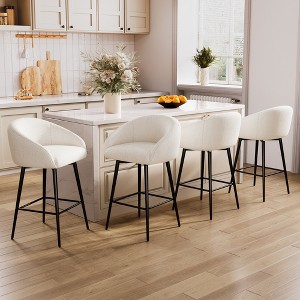 Dyonery 27.9" Counter Height Swivel Bar Stools with Back, Tufted Modern Farmhouse Kitchen Stools - 1 of 4
