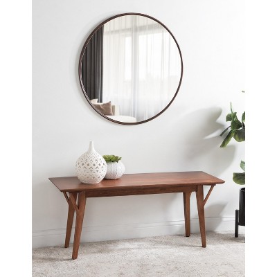 McCutcheon Solid Mango Wood Mid-Century Bench, 45" Brown