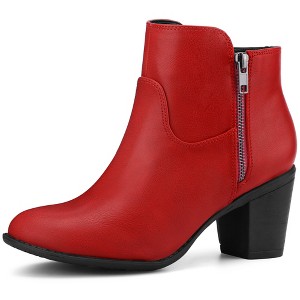 Allegra K Women's Halloween Round Toe Stacked Chunky Heel Zipper Ankle Booties - 1 of 4