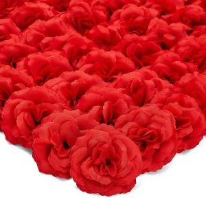 Bright Creations 50 Pack Red Roses Artificial Flowers Bulk, 3 Inch Silk Fake Roses Without Stem, Faux Red Flowers for Centerpieces - 1 of 4