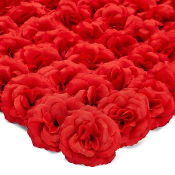 Juvale 50 Pack Red Artificial Silk Cloth Roses, 3 Inch Stemless Fake Flowers Roses for Wall Decorations, Wedding Receptions, Spring Decor