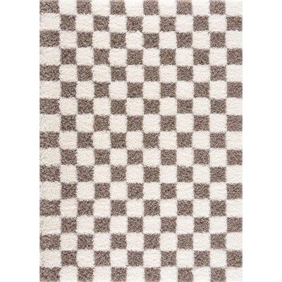 Hauteloom Atira Living Room, Bedroom Area Rug - Contemporary - Plush Pile - Cream, Brown - 4' x 6'