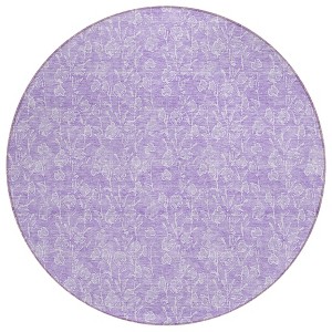 Lilac And Ivory Floral Washable Indoor Outdoor Area Rug - 1 of 4