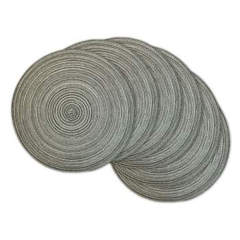 Set of 6 Variegated Round Woven Placemat Gray - Design Imports