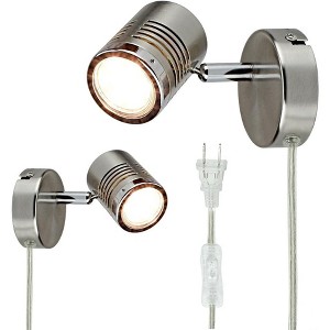 Runesay Mini Directional Wall Spot Light, Adjustable Flush Mount Ceiling Plug Track Lighting for Bedside, Hallway, Bedroom, Office, Warm White - 1 of 4
