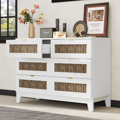 NicBex Farmhouse 6-Drawer Dresser,Rustic Storage Cabinet with Metal Handles,Wood Dressers for Bedroom,Hallway,Closet Organizers and Storage