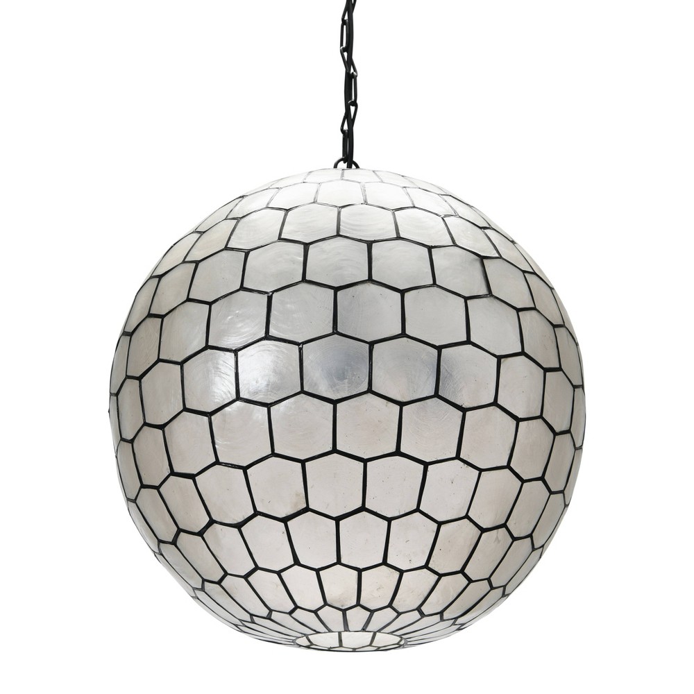 Photos - Chandelier / Lamp Storied Home 20"x19" Capiz Honeycomb Globe Pendant Light: ETL Listed, UL C