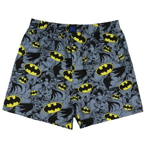 DC Comics Batman Boxer Shorts Men's Action Poses Bat Signal Logo Underwear Grey - 1 of 4