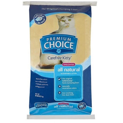Premium Choice All-Natural Clumping & Scoopable Cat Litter, Unscented, 50lb