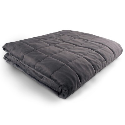Hug Bud Weighted Blanket - 80" X 87" - 25-lbs - No Cover Required - Fits Queen/King Size Bed - Minky Grey