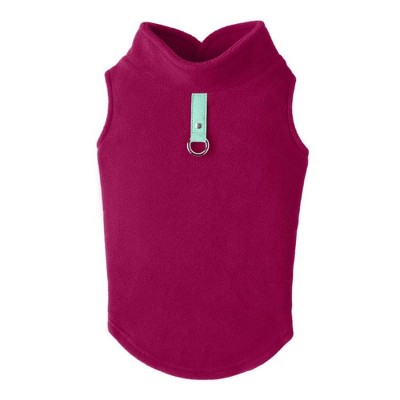 Gooby Fleece Vest, Small Dog Pullover Fleece Jacket with Leash Ring, Fuchsia, Small
