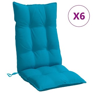 vidaXL Highback Chair Cushion Set of 6 Light Blue - 1 of 4