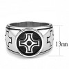 Slickblue Polished Men’s Ring, Stainless Steel Cross Design with Jet Crystal, Bold Statement Jewelry, Sizes 9-12 - 2 of 4