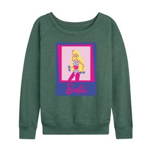 Women's - Barbie - Fitness Barbie Lightweight French Terry Wide Neck Long Sleeve Shirt - 1 of 4