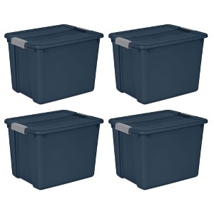 Sterilite 12 Gal Stackable Plastic Storage Tote Container w/ Lid, Blue (4 Pack) - 1 of 4