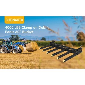 Clamp on Debris Forks to 60" Bucket, Heavy Duty Clamp-On Pallet Fork 4000 lbs Capacity Attachments Fit for Loader Bucket Skidsteer Tractor - 1 of 4